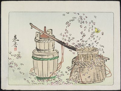 ツイスターに引っかかった花びら 作： Shibata Zeshin